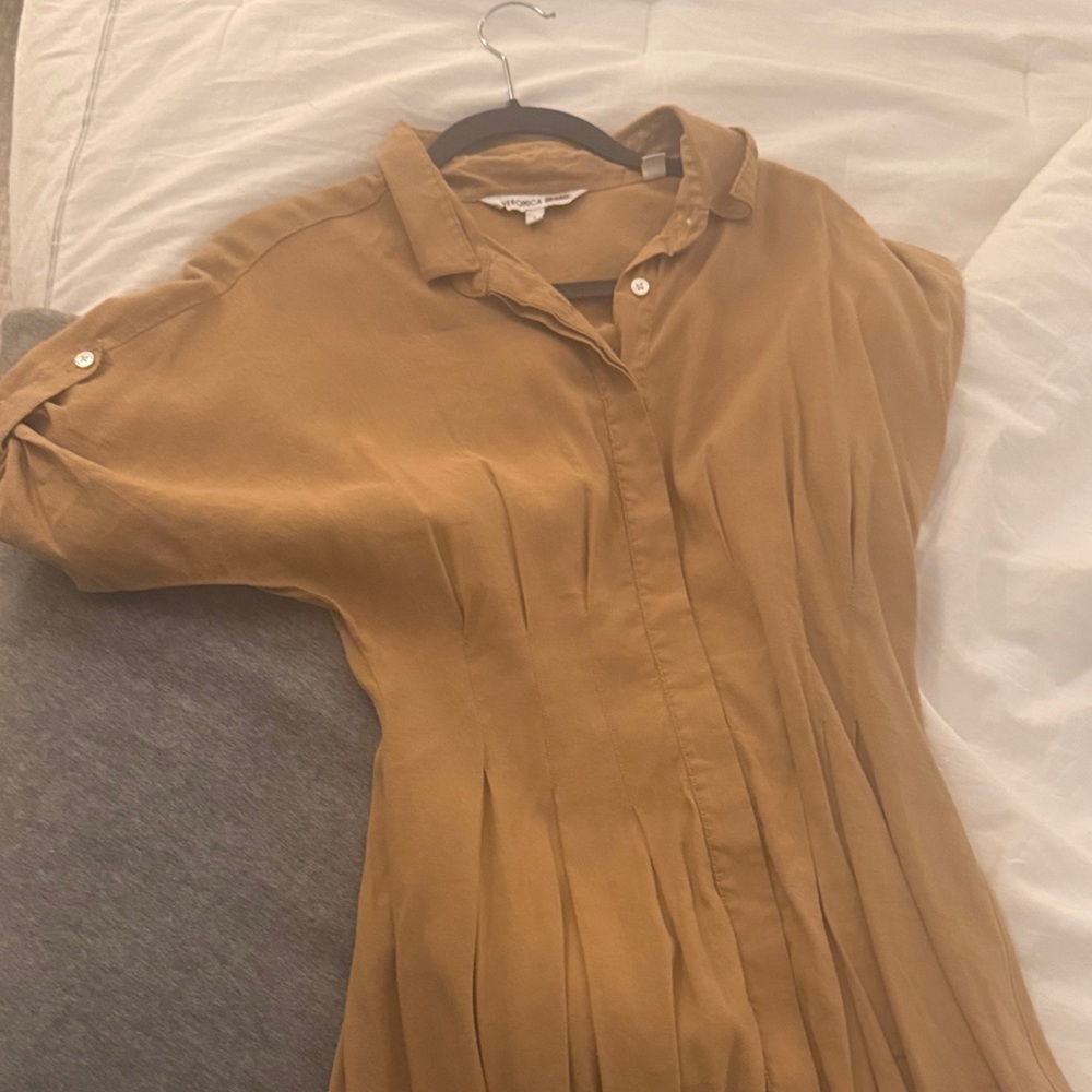 Veronica Beard Camel Button-Up Blouse - image 1